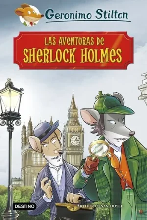 Portada las aventuras de Sherlock Holmes de Gerónimo Stilton. A partir de 9 años.
