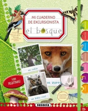 Cuaderno de actividades para explorar el bosque con pegatinas