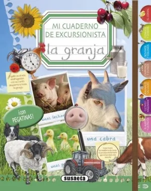 Portada mi cuaderno excursionista la granja con pegatinas de animales para niños