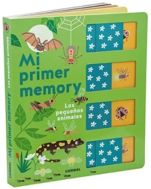 portada de libro juego de memory con solapas deslizantes. Mi primer memory los pequeños animales